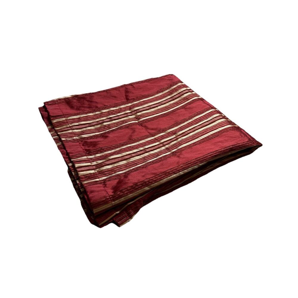 Waverly Fabric Shower Curtain Red Gold Stripe Faux Satin Silky Luxury Bathroom